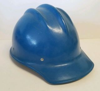 Vintage Blue Bullard 502 Fiberglass Iron Worker Hard Hat Cap w/ Liner 2