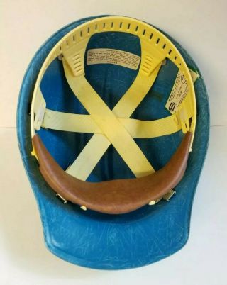 Vintage Blue Bullard 502 Fiberglass Iron Worker Hard Hat Cap w/ Liner 6