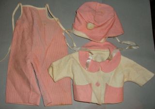 Vintage Tiny Tears Doll Pink Felt And Corduroy Coat Hat Pants