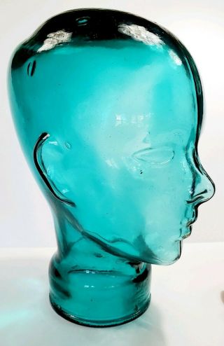 Vintage Teal Glass Display Head hat display mcm pop art ares 51 11.  5 