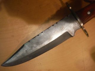Classic antique 1840 - 1870s? vintage TEXAS BOWIE KNIFE with Silver accents. 12