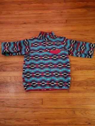 Vtg Patagonia Synchilla Aztec Southwest Pattern Snap Button Pullover Fleece Size
