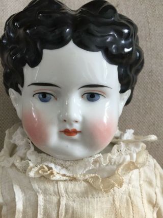 23 Inch Antique German China Shoulder Head Doll Exposed Ears Body