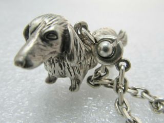 Vintage Silver Charm Weiner Dog Dachshund Doxie Hermes Chain
