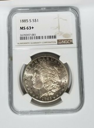 1885 - S Ngc Ms63,  Plus Morgan Silver Dollar Rare Grade Toning San Francisco