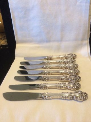 Six Reed & Barton Sterling Silver Spanish Baroque Butter Knife Set Plus Master