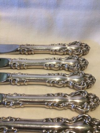 Six Reed & Barton Sterling Silver Spanish Baroque Butter Knife Set Plus Master 2