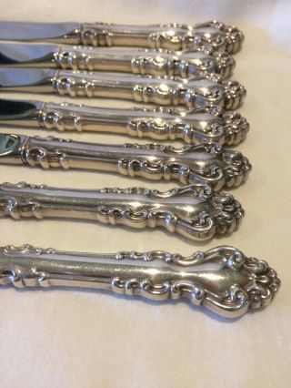 Six Reed & Barton Sterling Silver Spanish Baroque Butter Knife Set Plus Master 3