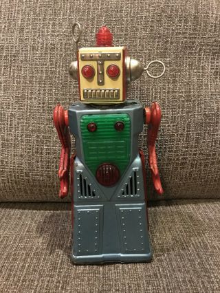 Vintage Ko Japan Chief Radical Robot Space Tin Toy Robotman B/o Blue