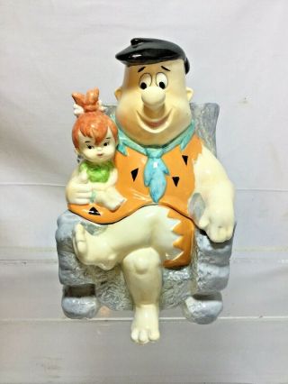 1989 Fred And Pebbles Flintstone Vintage Cookie Jar By Vandor (cl)