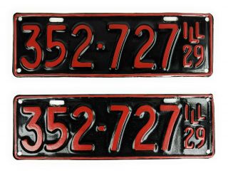 1929 Illinois Vintage License Plate Tags Restored For Classic Cars Or Decor