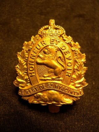Le Regiment De St.  Hyacinthe Pre Ww Ii Cap Badge M.  123 Canadian Army Regt Slider