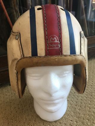 Early Old Macgregor Antique 1940’s All Leather Football Helmet Vintage All Star