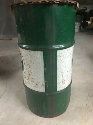 Vintage Quaker State Oil Drum Barrel Trash Can Man Gave Garage 5