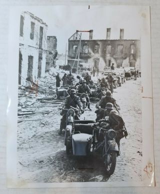 Wwii Nazi German Soldiers On Zundapp Motorcycles,  Sidecar,  In Poland,  News Photo