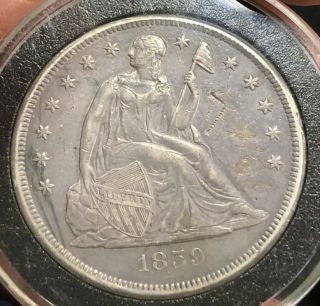 1859 - O Seated Liberty Silver Dollar Uncirculated Rare U.  S.  Coin Scratched