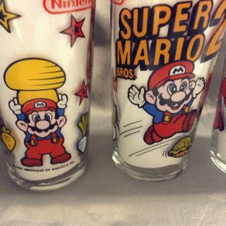4 Vintage Nintendo Mario Bros.  2 1989 Cups / Glasses RARE 5