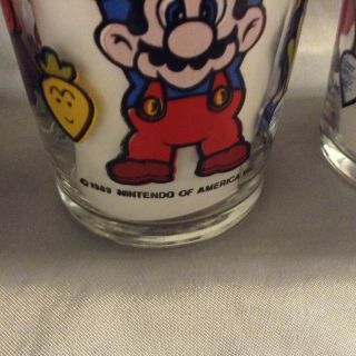 4 Vintage Nintendo Mario Bros.  2 1989 Cups / Glasses RARE 6