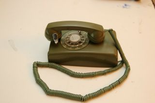 Western Electric Avocado Green Wall Phone Telephone Rotary Dial Vintage untest 3