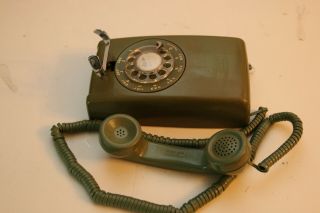 Western Electric Avocado Green Wall Phone Telephone Rotary Dial Vintage untest 4