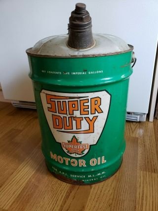 Vintage Advertising Supertest Motor Oil 5 Gallons Can Gas Sign