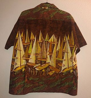 Vintage 50’s Mens PILGRIM Cabana Swim Trunks Beach SET HAWAIIAN Shirt XL BOATS 4