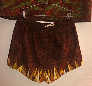 Vintage 50’s Mens PILGRIM Cabana Swim Trunks Beach SET HAWAIIAN Shirt XL BOATS 6