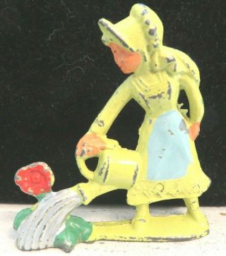 Vintage Manoil Lead Toy Figure Girl Watering Flowers M - 159