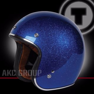 Flake Blue Berry Open Face Vintage Style Motorcycle Scooter Helmet Medium