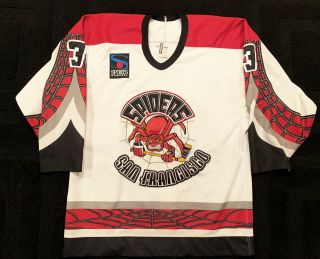 Rare San Francisco Spiders Authentic Pro Hockey Jersey Size 48 - White