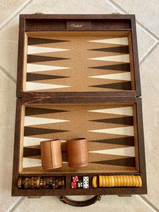 Vintage Crisloid Bakelite Cork Backgammon Game Set In Case With Locks And Keys