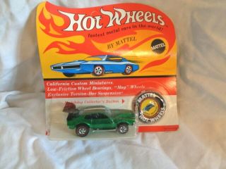 Nos Vintage 1969 Hot Wheels Redline - Green Mighty Maverick In Package