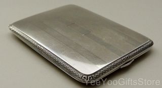 Old & Fine European Sterling Silver Striped Cigarette/card Case - Box