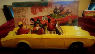 Vintage Rare Yellow Greek Tin Idols - Monkee Mobile - Car B/o By A.  A 60s Boxed