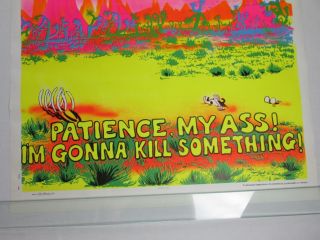 Vintage 1970 Hungry VULTURES Patience My Ass Gonna Kill Blacklight Poster NOS 8