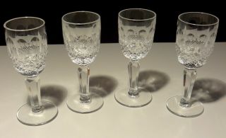 4 Vintage Waterford Crystal Colleen Tall Stem Cordial Glasses