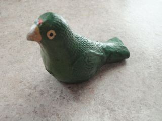 Antique Bird Whistle 4 " Hand Carved Wood Vintage Handcrafted Toy Painted Green