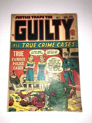 Justice Traps The Guilty Comic Book 3 Vintage Golden Age
