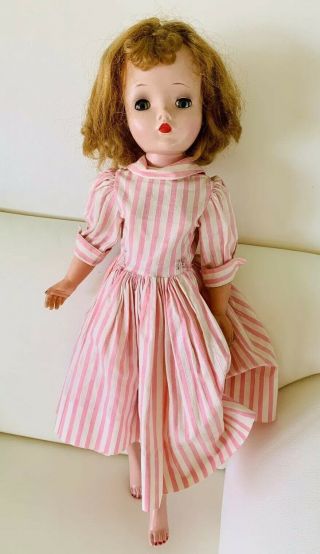 Vintage 1959s Pretty Alexander Cissy Doll,  20 " In Org Pink Striped Dress