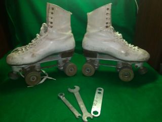 Rare Vintage Riedell Red Wing White Snyder Deluxe Custom Skates Sz 7