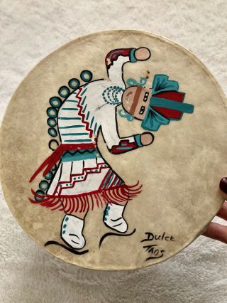 Dulce Taos Native American Unique Vintage Vtg Round Drum