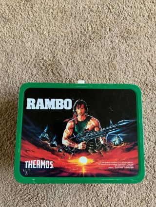 Vintage 1985 Rambo Metal Lunchbox W/ Matching Thermos