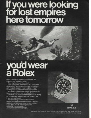 1968 Rolex Submariner Watch If You Looking For Lost Empires Vintage Print Ad