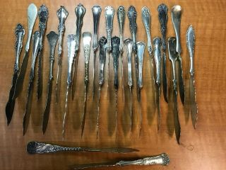 25 Pc Antique Silverplated Twisted Butter Knifes Craft Or Use