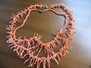 Vintage 50 - 60s,  Branch Natural Salmon Coral Beaded 2 Necklaces 23 ",  18 "