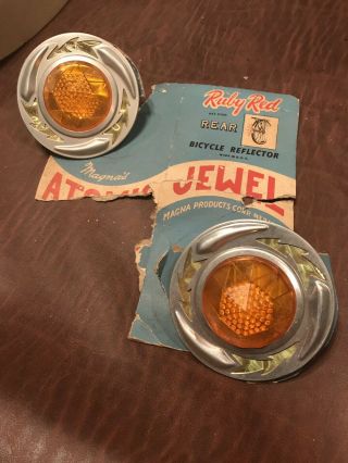 Vintage Atomic Jewel Bicycle Reflectors On The Card Schwinn Nos