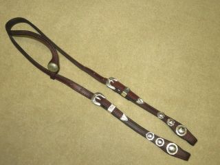 Vintage One Ear Western Headstall Bridle With Flashy Silver Plate