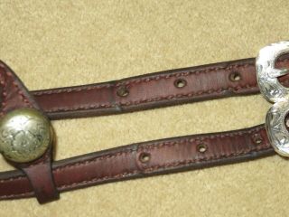 VINTAGE One Ear Western Headstall Bridle with FLASHY SILVER PLATE 4