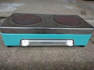 Vintage Universal 2 Burner Hotplate Antique Kitchenware Retro 1950s