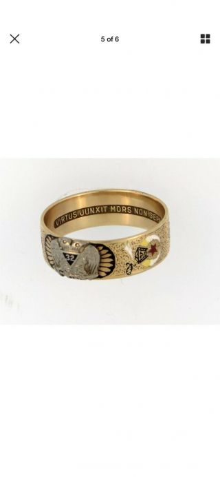 Vintage Masonic Ring; 14k Solid Gold; Size 12 1/4; 6.  6 Grams
